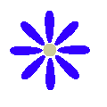 青い色、 7-14枚の花弁
