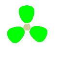 Green, 3 petals