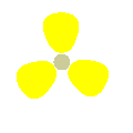 黄色、 3枚の花弁