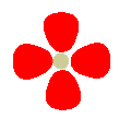 Red, 4 petals