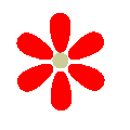 Red, 6 petals