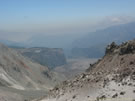 A view of a steep valley with lava field, Radal Siete Tazas, Chile.