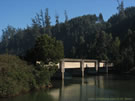 An image of railway bridge on the Pacific coast near Lota.