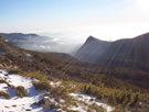 View of El Morillo in winter, Lircay, Vilches, Chile.