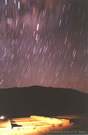 An image of Inca mining (copper) installation under the night sky with stars, near Lautaro, Copiapo, Chile.