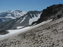 The Pass:  A view of snow-covered slopes near the Las Animas Pass, Mondaca Trail, Radal Siete Tasas, Chile.