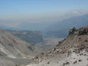 The River of Stones:  A view of a steep valley with lava field, Radal Siete Tasas, Chile.