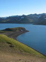 Geometry of Nature:  Image of a green coast of Laguna Maule (Maule Lake).